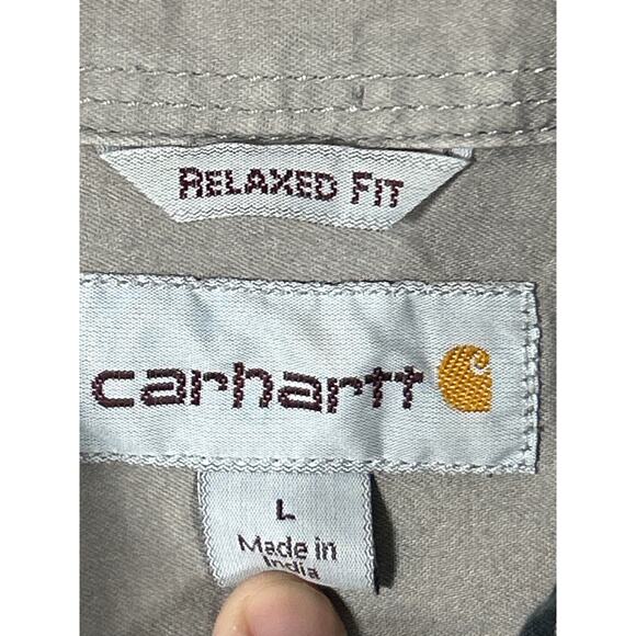 Carhartt Button Up Large Black Orange Plaid Relaxed Fit 101750 - Picture 5 of 9